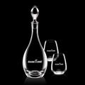 32 Oz. Malvern Crystalline Decanter w/ 2 Stemless Wine Glasses